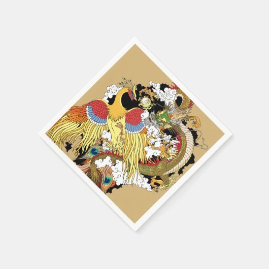 Chinesischer Drache und Phönix Serviette (Ecke)