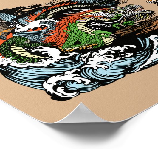 Chinesischer Drache und Tiger Poster (Ecke)