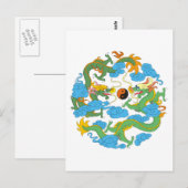 Chinesischer Drache Yin Yang Postkarte (Vorne/Hinten)