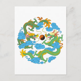 Chinesischer Drache Yin Yang Postkarte