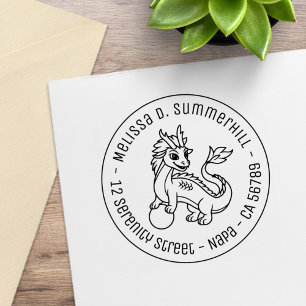 Chinesischer Drachen-Rundum-Adresse Gummistempel