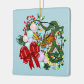 Chinesischer Drachen-Weihnachtskranz Keramikornament (Links)