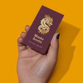 Chinesischer Drachenburgund und Goldener Tattoo-Kü Visitenkarte