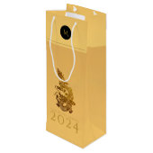 Chinesischer Drachenjahr 2024 Elegant Monogram WGB Geschenktüte Für Weinflaschen (Rückseite Schrägansicht)