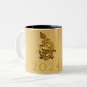 Chinesischer Drachenjahr 2024: Elegantes Monogramm Zweifarbige Tasse (Vorderseite Links)