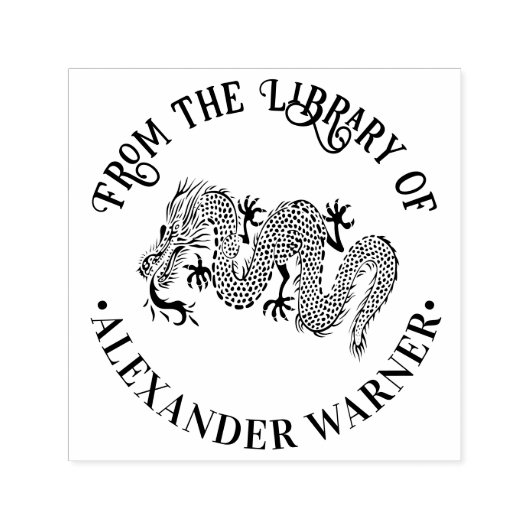 Chinesischer Drachenloong #1 Round Library Name Permastempel (Design)