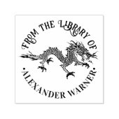 Chinesischer Drachenloong #4 Round Library Book Na Permastempel (Design)