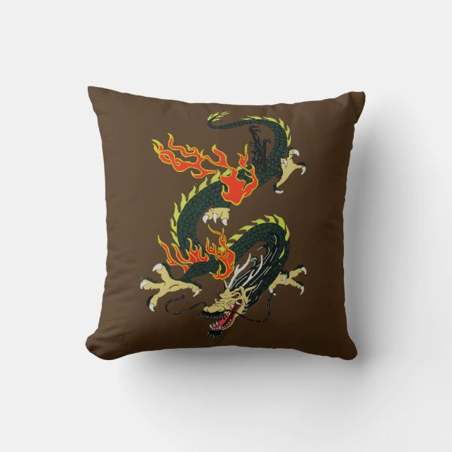 Chinesischer Drachenschwarzwirbel Kissen (Vorderseite)