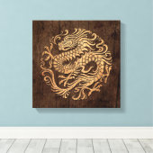 Chinesischer Drachenzirkel mit Holzkörneffekt Leinwanddruck (Insitu (Holzboden))