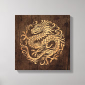 Chinesischer Drachenzirkel mit Holzkörneffekt Leinwanddruck (Vorderseite)