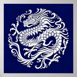 Chinesischer Drachenzirkel mit traditionellem Weiß Poster