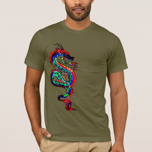 Chinesischer Dragon Rot Feuer Design Geschenkidee T-Shirt (Vorderseite)