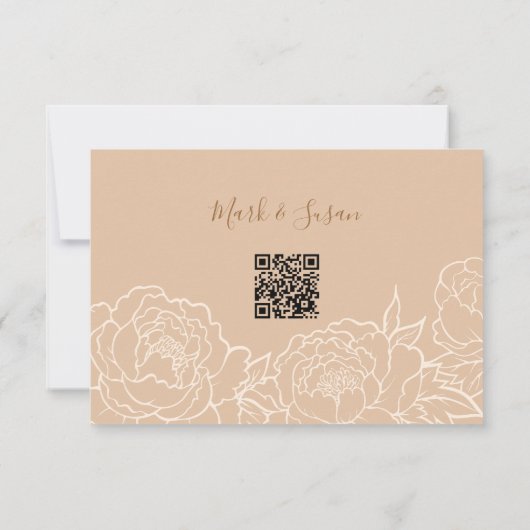 Chinesischer Eleganpeony Wedding RSVP mit QR-Code (Rückseite)