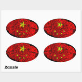 Chinesischer Fingerdruck Ovaler Aufkleber (Blatt)