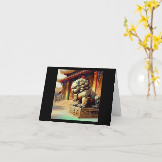 Chinesischer Foo Lion (16) Karte (Gelbe Blume)