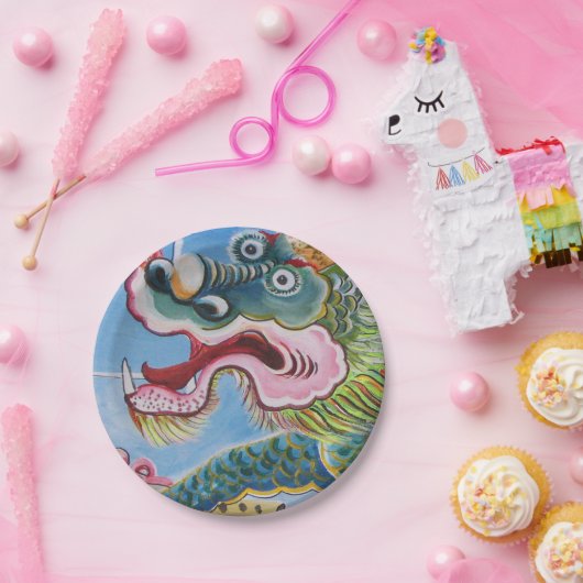 Chinesischer Foohund/Lion Guardian Mural Pappteller (Party)