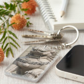 Chinesischer Frauenwächter Lion Fog 石 獅 Schlüsselanhänger (Vorderseite rechts)