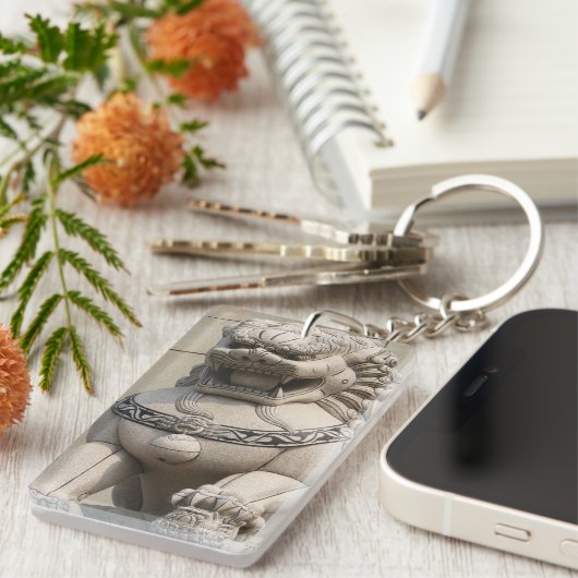 Chinesischer Frauenwächter Lion Fog 石 獅 Schlüsselanhänger (Vorderseite rechts)