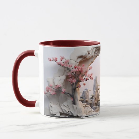 Chinesischer Garten & Cherry Blossom Keramik Kaffe Tasse (Links)