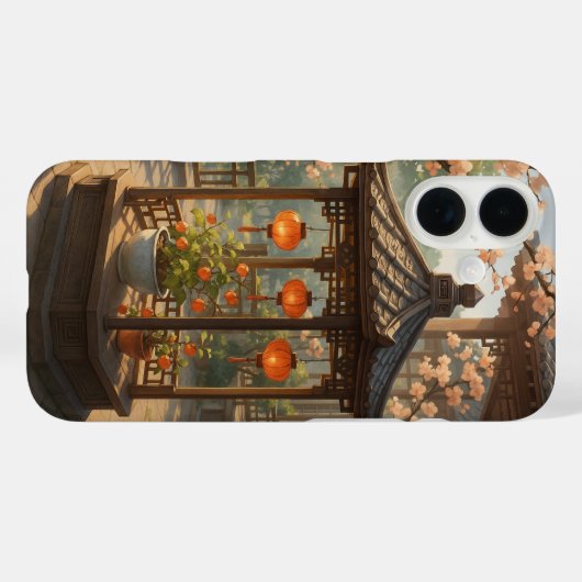 Chinesischer Garten Design Phone Case (Rückseite (Horizontal))