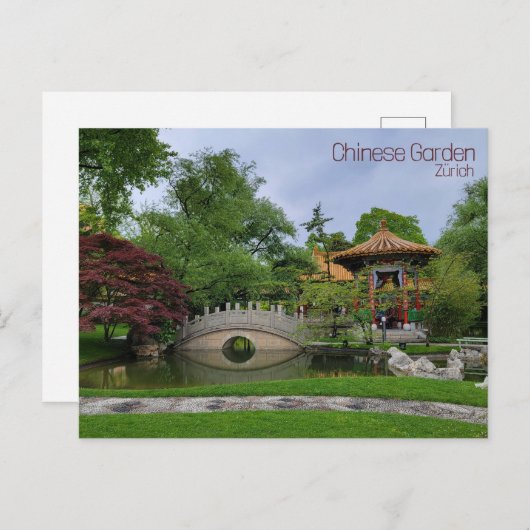 Chinesischer Garten Postkarte (Vorne/Hinten)