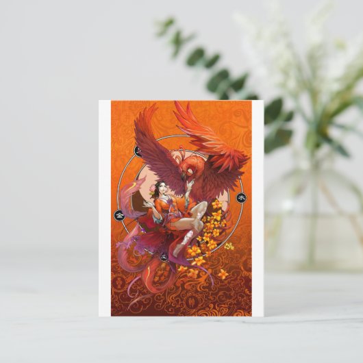 Chinesischer Geist des Phönix w chinesisches Eleme Postkarte (Stehend Vorderseite)