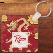 Chinesischer Gelber Drachen Neujahrsspinne Monogra Schlüsselanhänger (Rückseite)