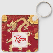 Chinesischer Gelber Drachen Neujahrsspinne Monogra Schlüsselanhänger (Rückseite)