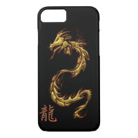 Chinesischer Goldene Drache mit Drachenspiel-Kanji