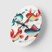 Chinesischer Goldfisch und Silberfisch Runde Wanduhr (Winkel)