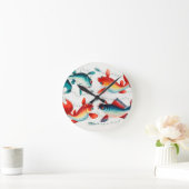 Chinesischer Goldfisch und Silberfisch Runde Wanduhr (Zuhause)