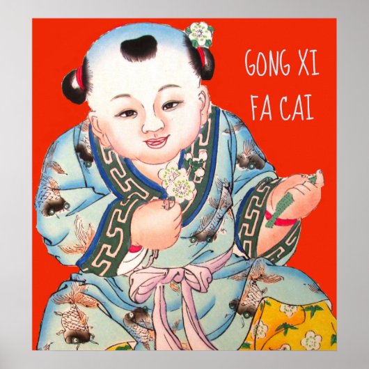 Chinesischer Gong Xi Fa Cai New Years Buddha Poster (Vorne)