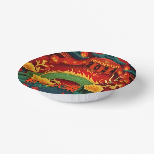 Chinesischer Grüner Drache 2024 Origami PPB01 Pappteller (Gewinkelt)