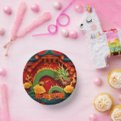 Chinesischer Grüner Drache 2024 Origami PPB01 Pappteller (Party)