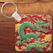 Chinesischer Grüner Drache Neujahr 2024 Monogramm  Schlüsselanhänger (Vorderseite)
