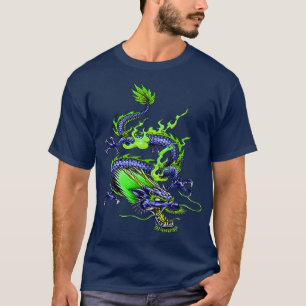 Chinesischer Grüner und Blauer Frühling Drache Myt T-Shirt