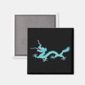 Chinesischer Hellblauer Drache Magnet (Vorderseite/Rückseite)