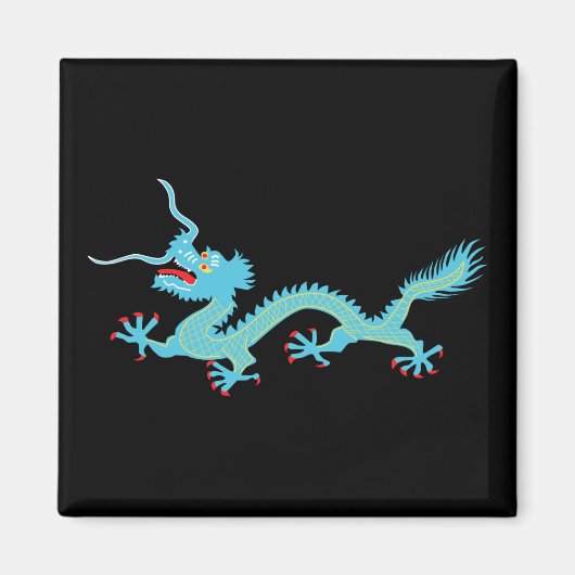Chinesischer Hellblauer Drache Magnet (Vorne)