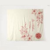 Chinesischer Hintergrund der Magnolia Red Cream Wandteppich (Vorderseite (Horizontal))
