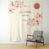 Chinesischer Hintergrund der Magnolia Red Cream Wandteppich (Beispiel)