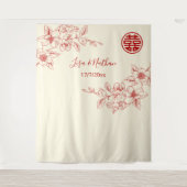 Chinesischer Hintergrund der Magnolia Red Cream Wandteppich (Vorderseite)