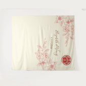 Chinesischer Hintergrund der Magnolia Rosa Creme Wandteppich (Vorderseite (Horizontal))