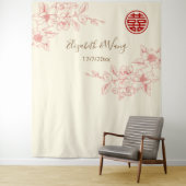 Chinesischer Hintergrund der Magnolia Rosa Creme Wandteppich (Beispiel)