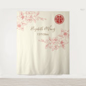 Chinesischer Hintergrund der Magnolia Rosa Creme Wandteppich (Vorderseite)