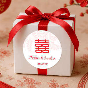 Chinesischer Hochzeit-Doppelglückszeichen-Aufklebe Runder Aufkleber
