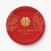 Chinesischer Hochzeitdrache und Phoenix-Teezeremon Pappteller (Vorderseite)