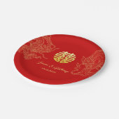 Chinesischer Hochzeitdrache und Phoenix-Teezeremon Pappteller (Schrägansicht)