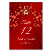 Chinesischer Hochzeitroter Kirschblossom Tischnummer (Rückseite)