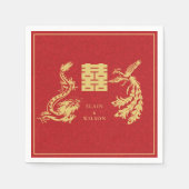 Chinesischer Hochzeitsdragon-Phoenix Double Xi Red Serviette (Vorderseite)