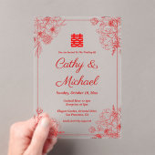 Chinesischer Hochzeitsheim in Beige-Blumengestein  Acryleinladungen (Insitu (Handheld))